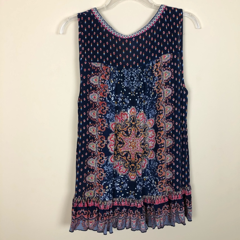 Bila Boho Navy Print Aztec Trim Ruffle - Picture 4 of 6